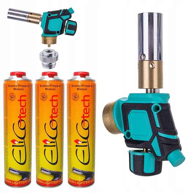 Plynový hořák Mapp Propan pro pájení a ohřev Piezo Adapter 3x Gazová Láhev