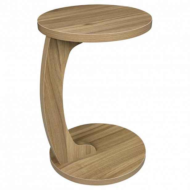 Redom ODKLÁDACÍ stolek 38/55 cm ve tvaru C z MDF, prostorově úsporný a stabilní, Světlý dub
