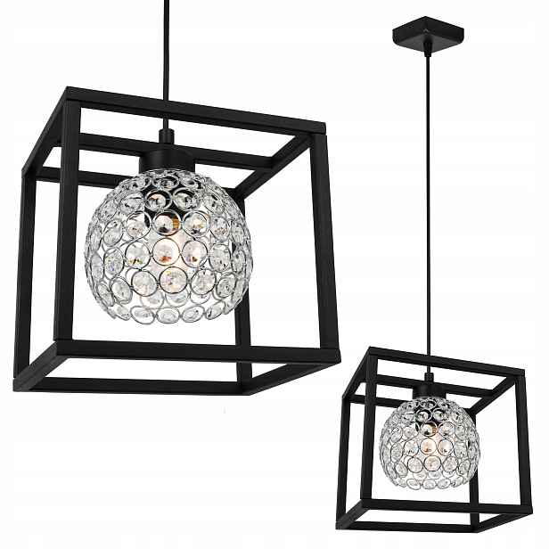 Závěsné Stropní Svítidlo Lustr Jedna Klec Elegantní Skleněná Koule
