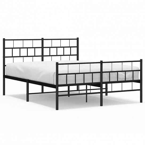 vidaXL Kovový rám postele s hlavovým a nožním čelem černý 150 x 200 cm