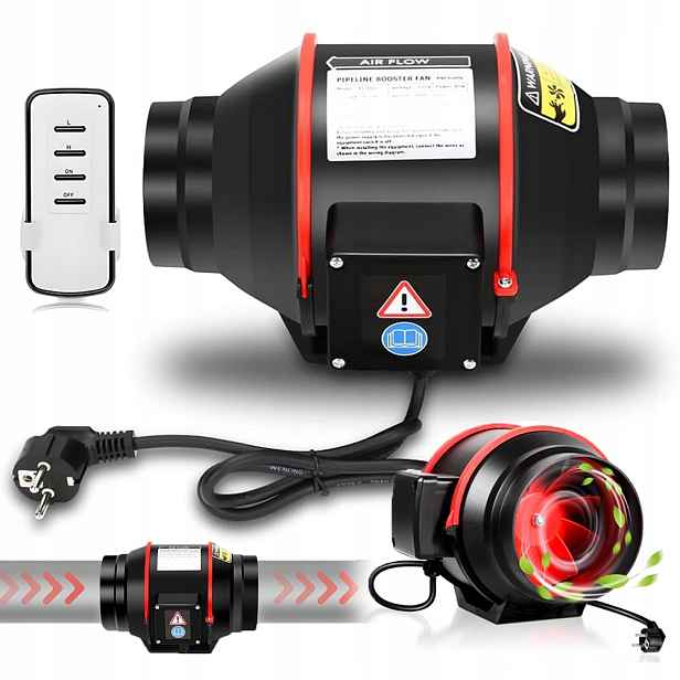 Odtahový Ventilátor 540 m³/h 150 MM 80 W IP44 Vodotěsný Pro Sprchu Tichý