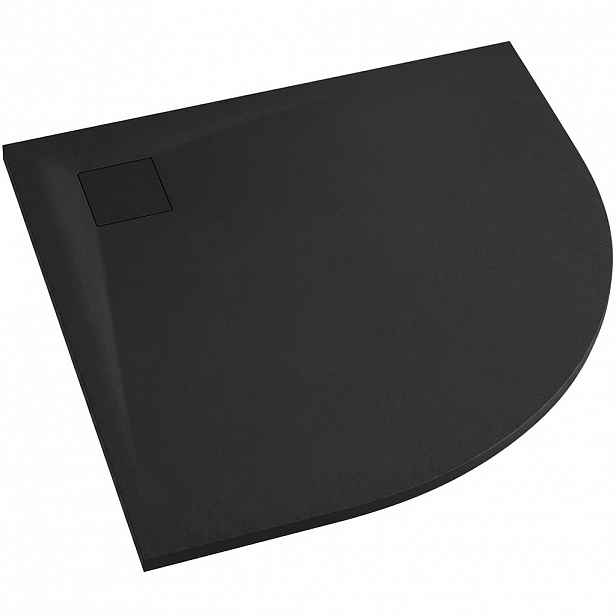 Sprchová vanička čtvrtkruhová Quarto - SMC/minerální kompozit - strukturovaná černá matná - 80x80x3 cm