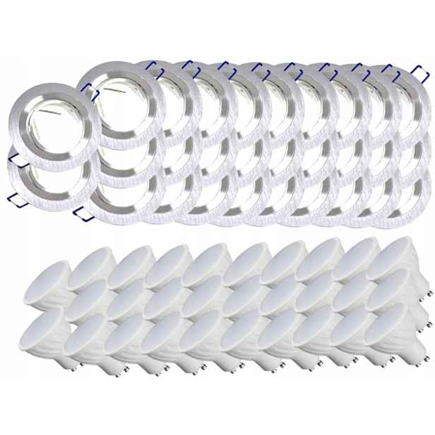 29x Hliníková Lampa Stropní Svítidlo Inox Zapuštěné Led Žárovky 5W