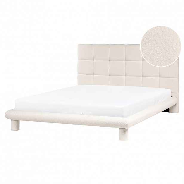 Beliani POSTEL s roštem 160/200 cm Krémově bílá Cressat