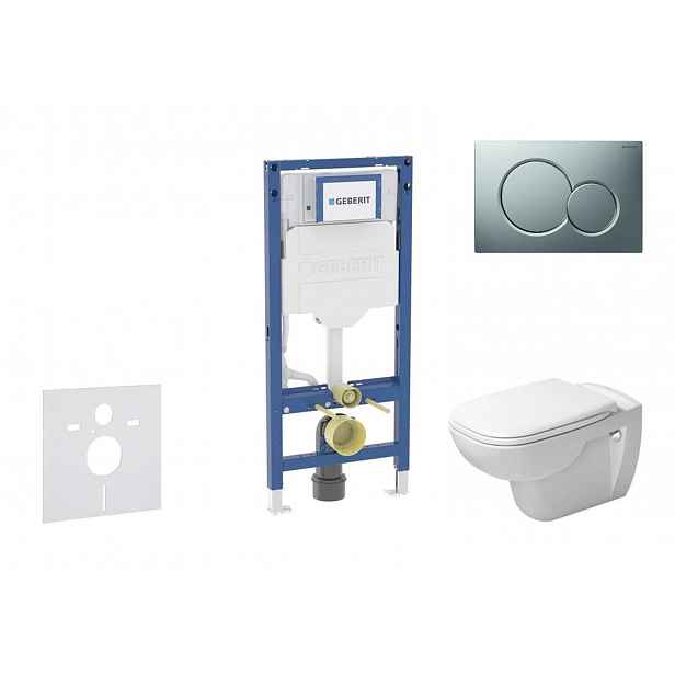 Geberit Duofix - Set předstěnové instalace, klozetu D-Code a sedátka softclose, tlačítko Sigma01, matný chrom SANI11CP2102