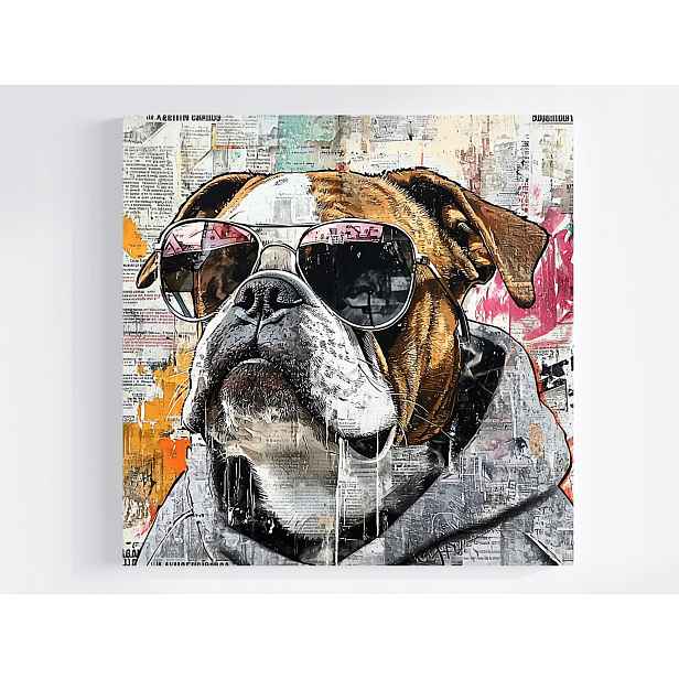Obraz Na Plátně Canvas Graffiti Street Art Grunge Urban Pes Buldok 50x50