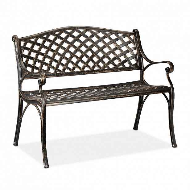 Relaxdays LAVICE Černo bronzová zahradní 2místná hliník 102 cm