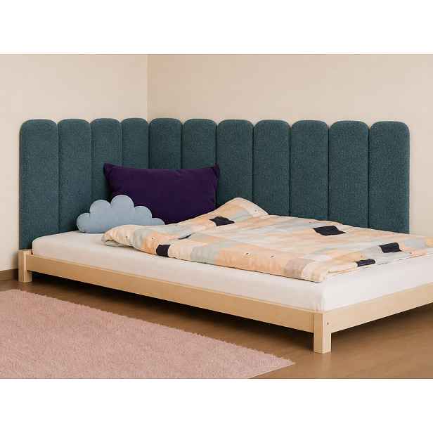 Rovný čalouněný panel na zeď BOUCLÉ se zaoblenými rohy Zvolte barvu: Béžová, Zvolte rozměr: 30x90 cm, Uchycení na zeď: Se samolepícím suchým zipem