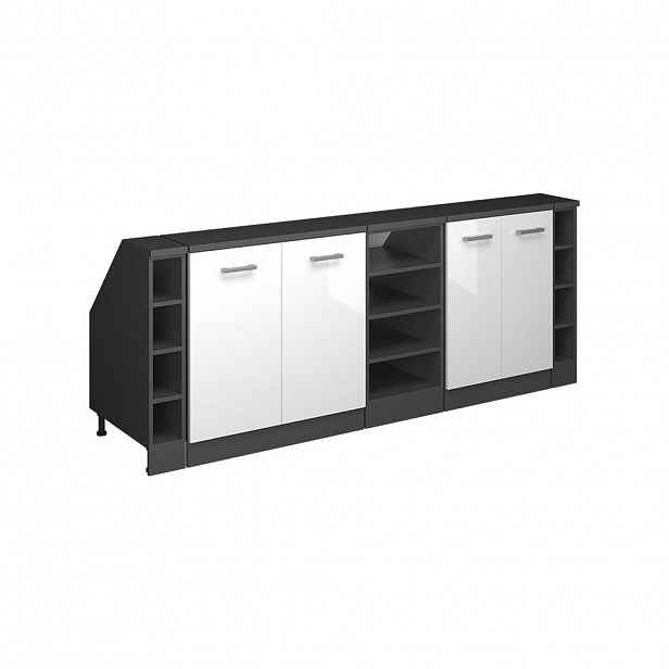 Vicco ŠATNÍ SESTAVA PRO ŠIKMÉ STŘECHY Rion Bílá vysoký lesk 210 cm Sada 5 korpusů skříně hloubka 60 cm