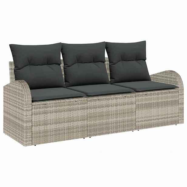 vidaXL Sada zahradních pohovek 3 pcs Světle šedá Poly ratan