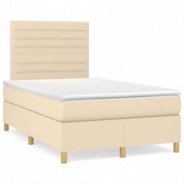 vidaXL Box spring postel s matrací krémová 120x200 cm textil