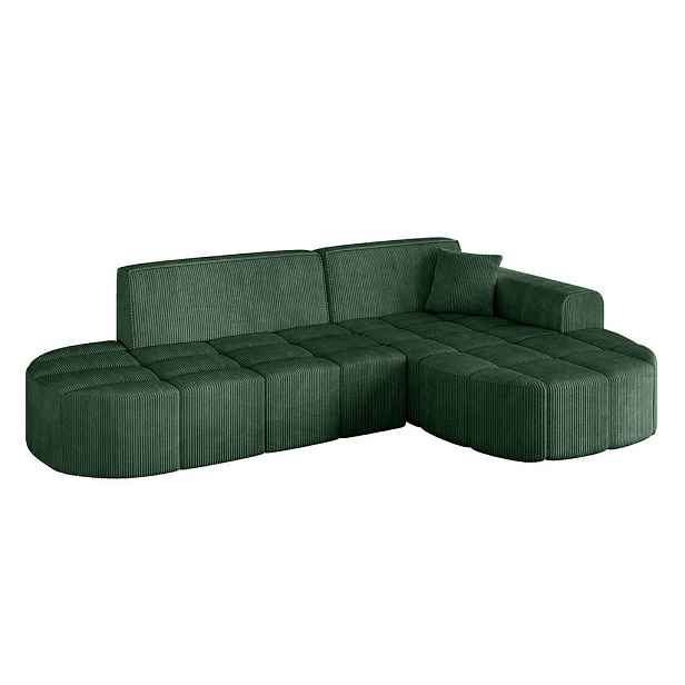 ALTDECOR ROHOVÁ SEDAČKA s otomanem, pravá LIVO-L1 252x173x79,5 Zelená Manšestr