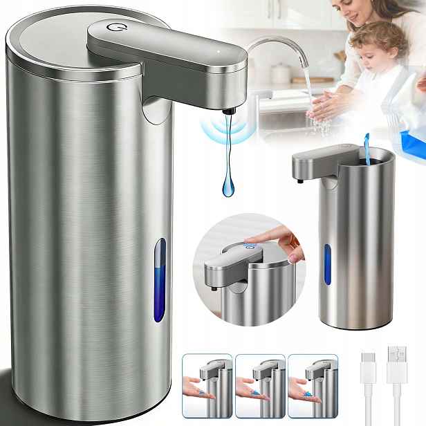 Automatický Dávkovač Mýdla 340 ML S Bezdotykovým Senzorem Nerezová Ocel