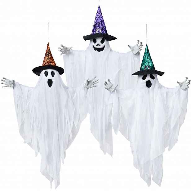 Halloweenští Duchové Visící 3 Ks 63 CM Klobouky Nastavitelná Ramena