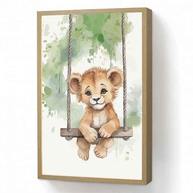 OnlyWow NÁSTĚNNÁ LAMPA S AKUMULÁTOREM Lev - Zvíře - Děti - Džungle 40x60 cm