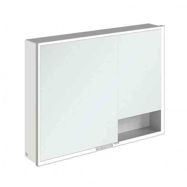 Villeroy & Boch My View+ - Zrcadlová skříňka s LED osvětlením 100x75x17 cm, 2 dvířka, bílá/šedá A48110VE