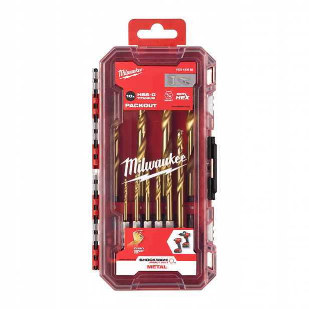 Vrtáky do kovu Shockwave Hss-g Tin Red Hex 10 ks Milwaukee 4932493865