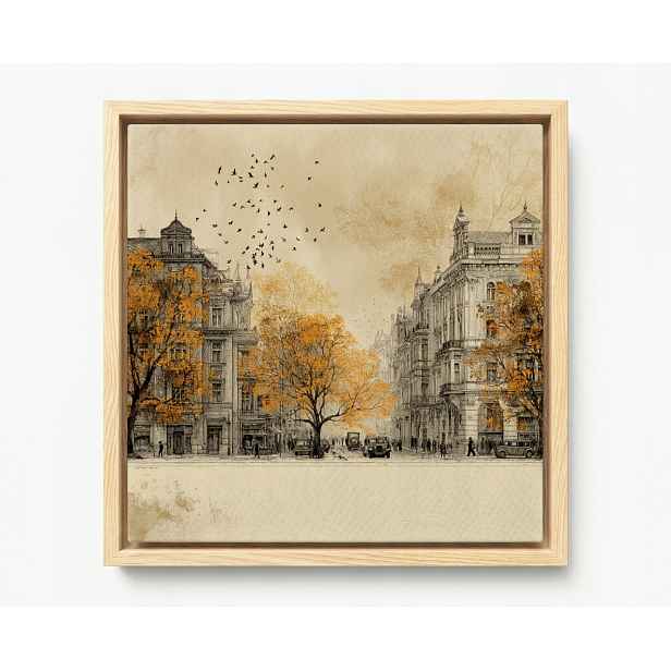 Obraz Rám American Box Vintage Staré Město Podzim Retro Sepia 60x60