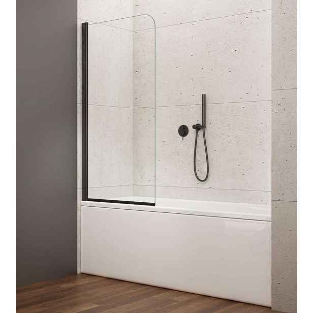 Aqualine Vilma - Vanová zástěna 60x140 cm, černá/čiré sklo AQ6014B