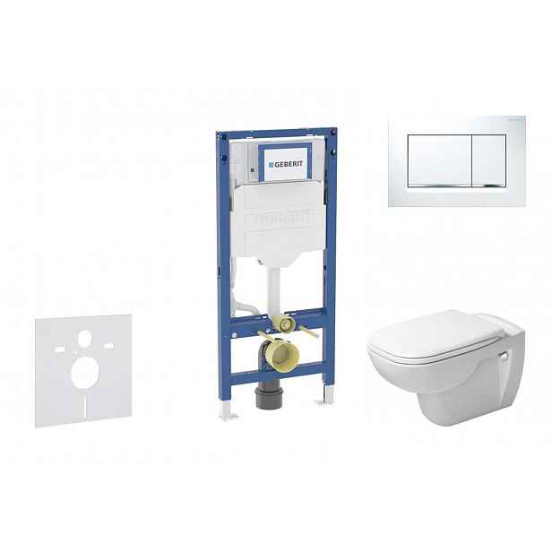 Geberit Duofix - Set předstěnové instalace, klozetu D-Code a sedátka softclose, tlačítko Sigma20, bílá/lesklý chrom SANI11CP3104
