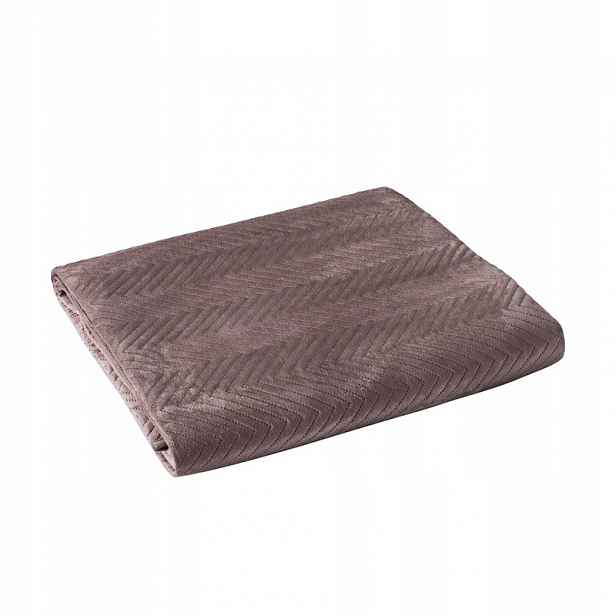 Přehoz na postel prošívaný velvetový Lux jedle 200x220 hnědý 69