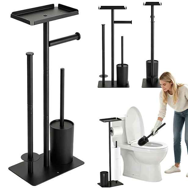 Stojan Věšák Na Toaletní Papír Wc Kartáč Černý Do Koupelny