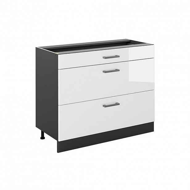Vicco SPODNÍ SKŘÍŇKA KUCHYŇSKÉ LINKY R-Line, Bílá vysoký lesk/Antracit, 100 cm bez pracovní desky