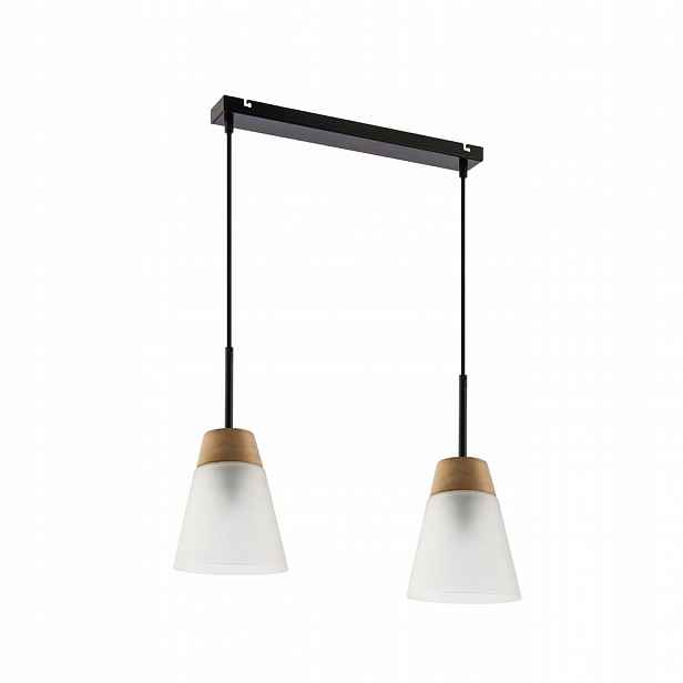 Závěsná lampa Domino Černá Bílá Skleněná Stínidlo 2xE27 Stropní Svítidlo Dům