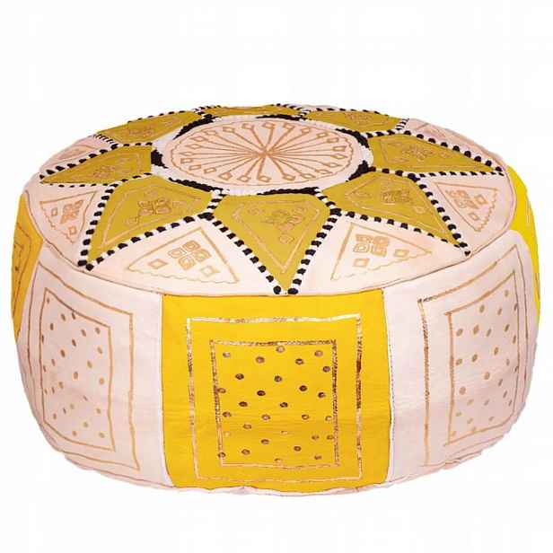 Taburet Sedák, Marocká Kožená Taburet, Ručně Barvená, Originální, Hand Made