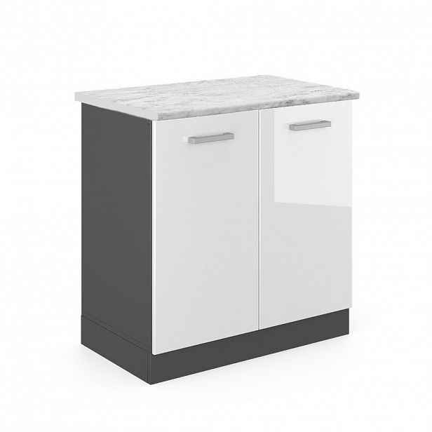 Vicco SKŘÍŇKA POD DŘEZ R-Line Bílá vysoký lesk 80 cm PD Mramor