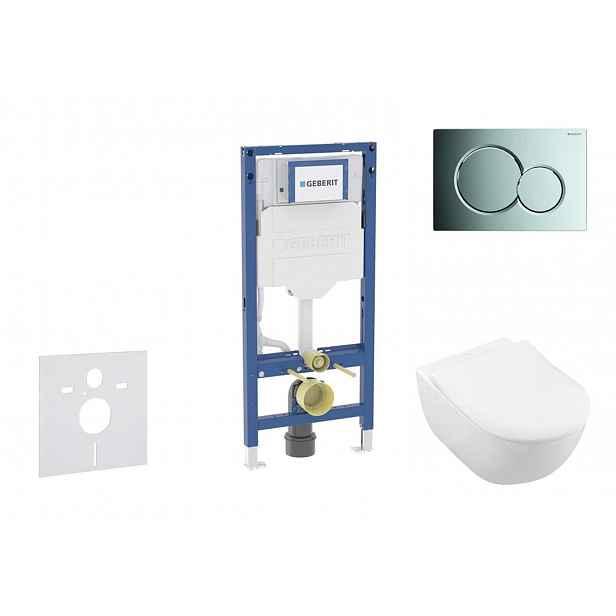 Geberit Duofix - Set předstěnové instalace, klozetu Subway 2.0 a sedátka softclose, tlačítko Sigma01, lesklý chrom SANI11CK1109