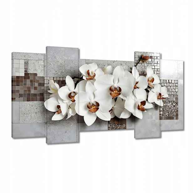 Obrazy 120x65 Bílé orchideje a mozaika