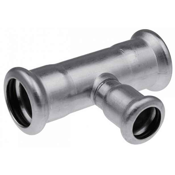 T-rozdělovač červený 76.1x54x76.1 press Inox