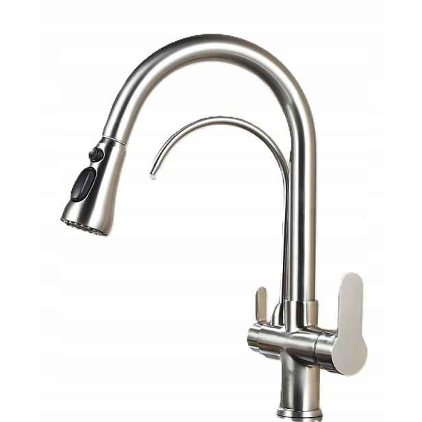 Třícestná baterie pro filtr Retro Inox Chde Mosazný Vytahovací Sprcha Ww