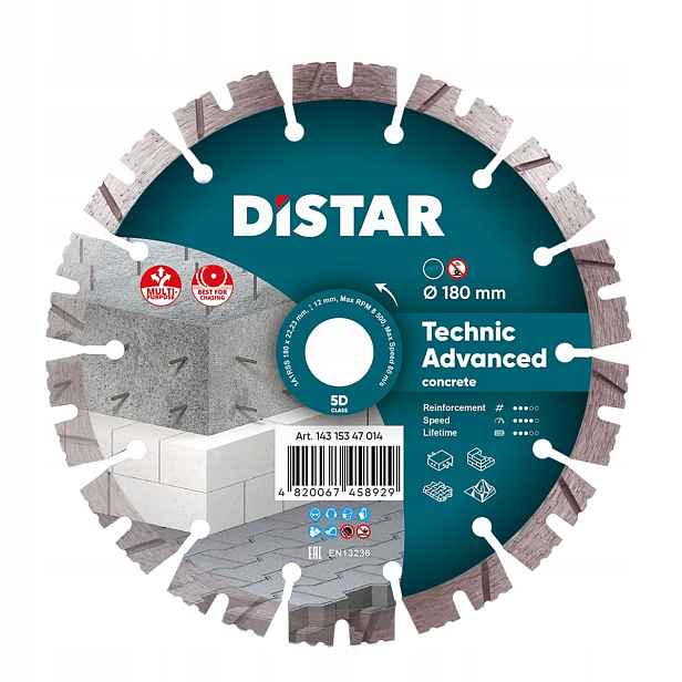 Distar Diamantový Řezací Kotouč 180x2,6x22,23 Pro Betonu Granitu Technic Adv