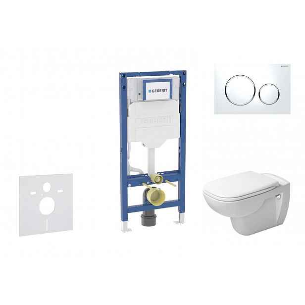 Geberit Duofix - Set předstěnové instalace, klozetu D-Code a sedátka softclose, tlačítko Sigma20, bílá/lesklý chrom SANI11CP3103