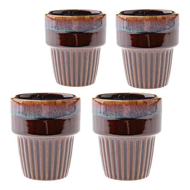 Hnědé keramické šálky v sadě 4 ks na espresso 100 ml Tone – Dakls