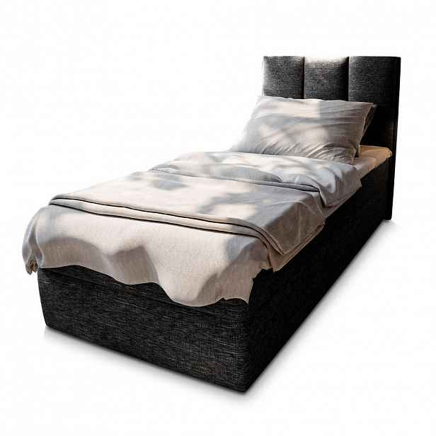 MASSENO AMERICKÁ POSTEL MERIL 80x200 cm, s matrací a úložným prostorem, černá