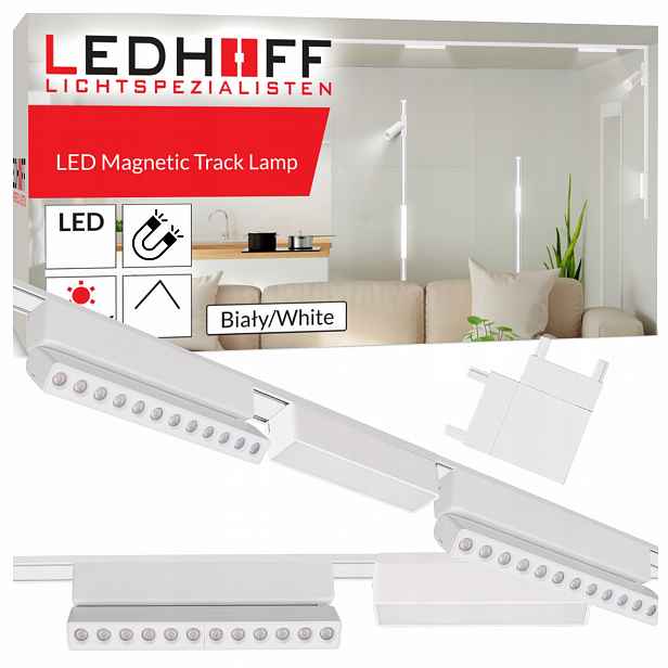 Magnetické kolejnicové osvětlení Kolejnice bílá 2m 5x Led lampa reflektor Spot