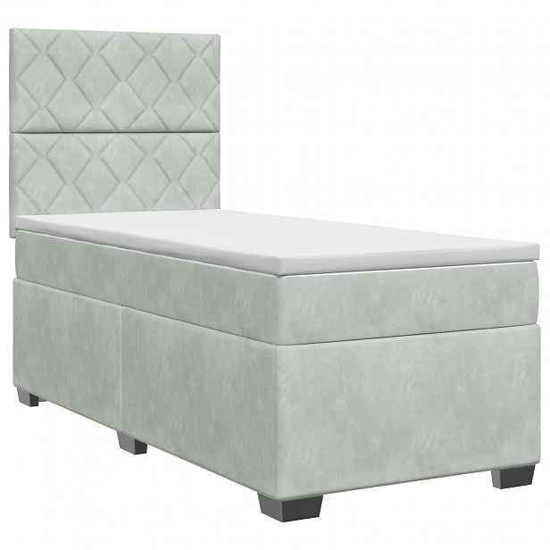 vidaXL Postel boxspring s matrací Světle šedá 100 x 200 cm Samet