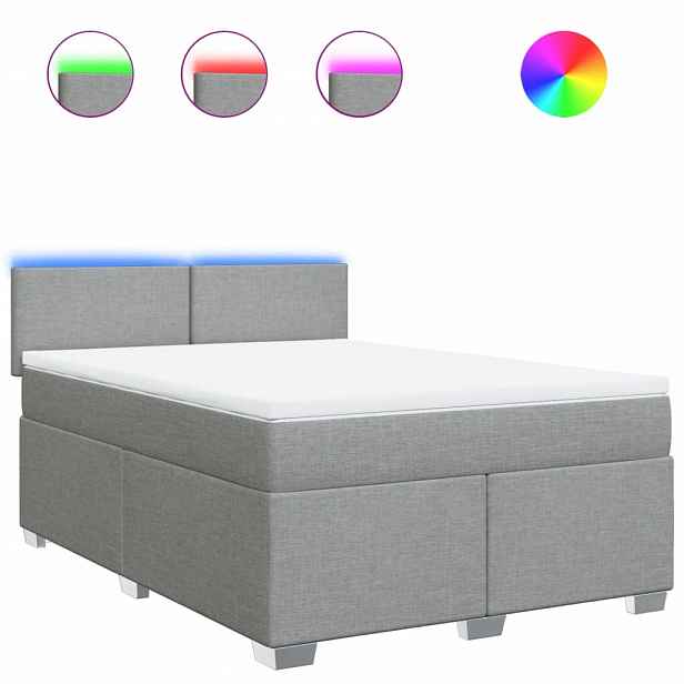 vidaXL Box spring postel s matrací světle šedá 140 x 190 cm textil