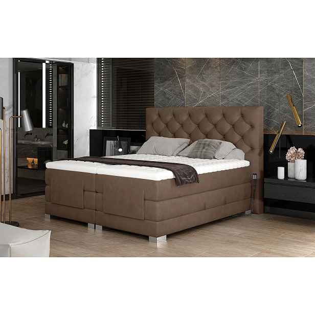 Luxusní polohovací postel 140x200 LIVANO - světle hnědá