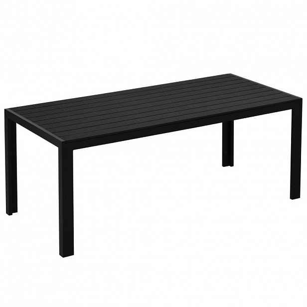 Redom ZAHRADNÍ jídelní stůl 190/84,5/72 cm odolný proti počasí s hliníkovou konstrukcí a deskou v dekoru dřeva, Černá