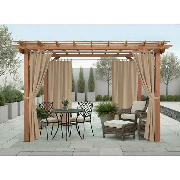 Venkovní zahradní závěs s poutky SANTIAGO color 21 béžová, různé rozměry MyBestHome Rozměr: 155x250 cm