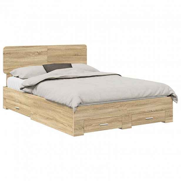 vidaXL Rám postele s čelo Sonoma dub 150 x 200 cm Kompozitní dřevo