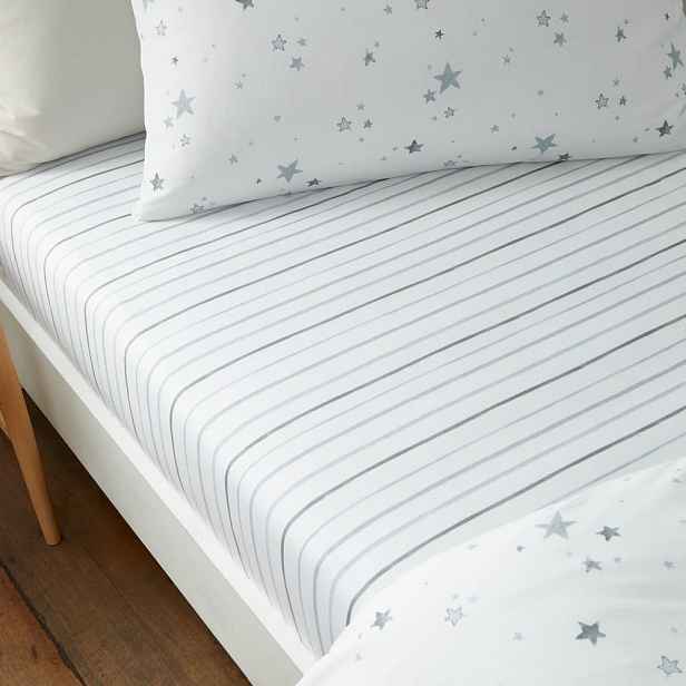 Bílé napínací bavlněné dětské prostěradlo do postýlky 70x140 cm Stars – Bianca