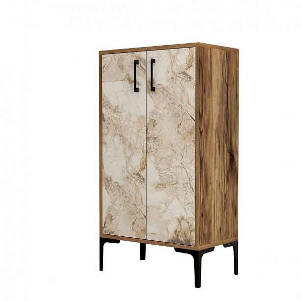 Botník Prag Walnut and White Marble