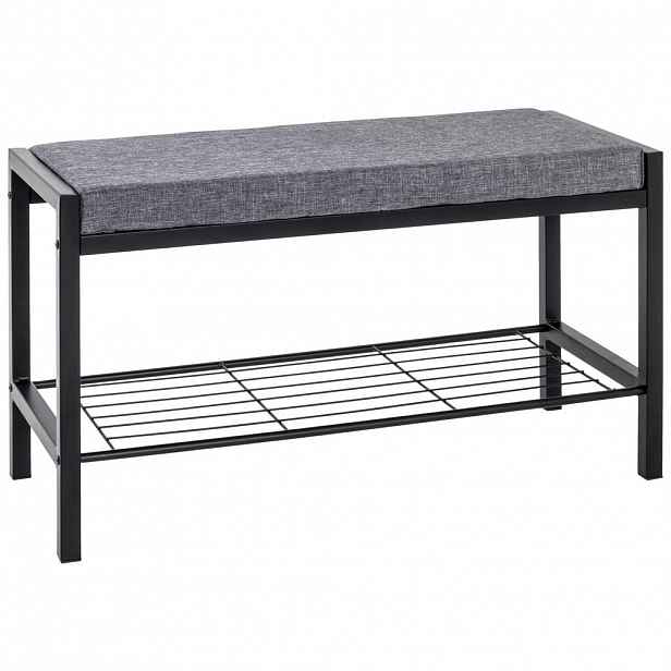 LAVICE S BOTNÍKEM, šedá, černá, 80/48/32 cm
