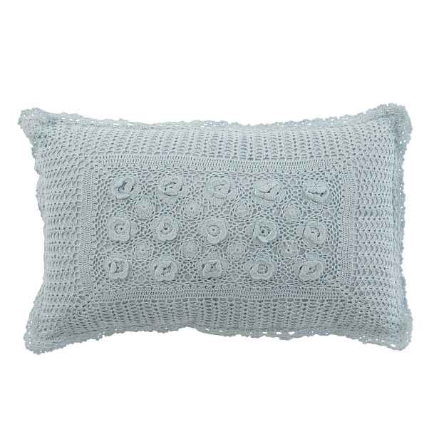 Pomněnkový bavlněný polštář s krajkou Lace blue - 50*10*30cm J-Line by Jolipa