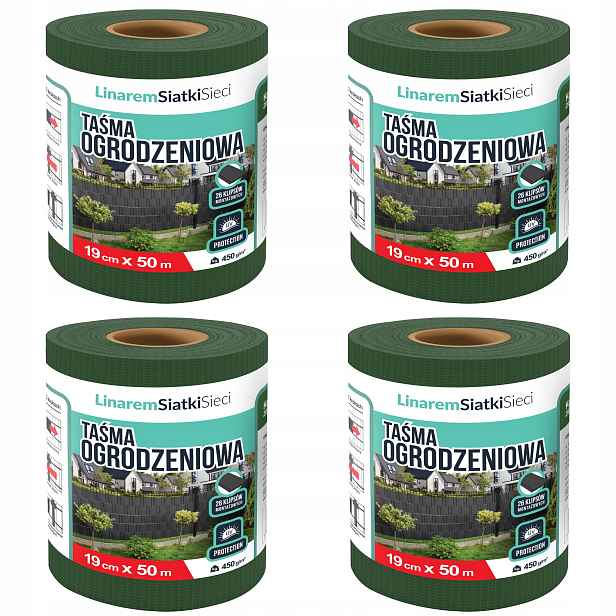 Stínící Panelové Pásy 19 cm x 50 m Uv Ochrana Na Ploty Zelená Sada 4ks